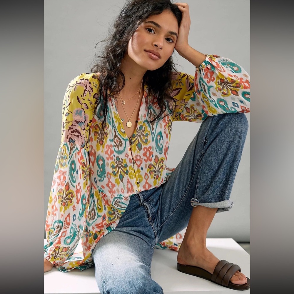 Anthropologie Maureen Babydoll Tunic Multicolor